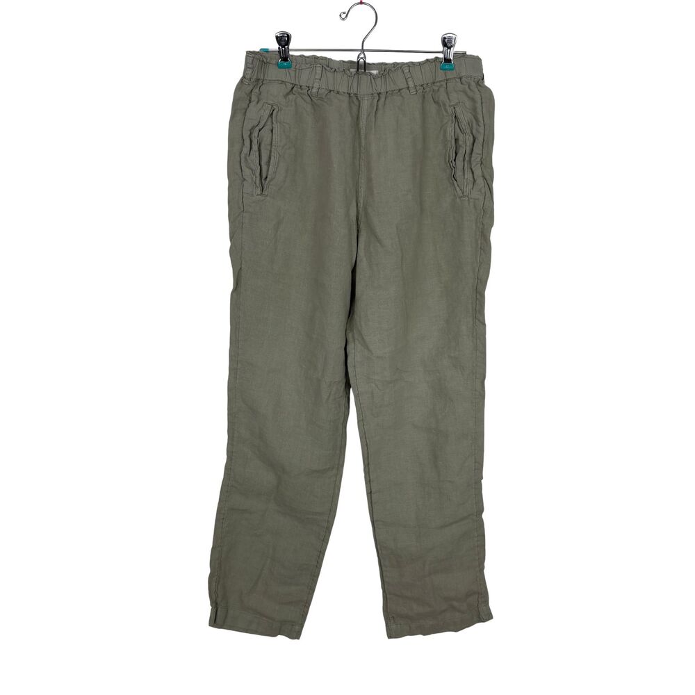 C&C California 100% Linen Light Green Pants Pull On Women’s Small Pockets